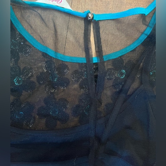 NWT candies mod for mad black tie blouse Sz small sequin 2 layer - Picture 6 of 8